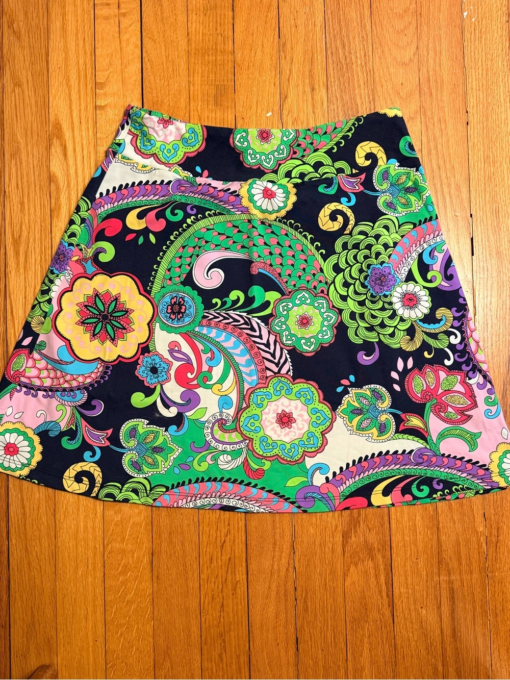 Melly M Black Paisley Floral A-Line Skirt. size Small